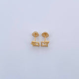 Topos Cuadros Superpuestos 0.85gr / Circones Blancos Oro Amarillo 18K &