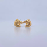 Stud Earrings Horse 0.9gr / Smooth 18K Yellow Gold &