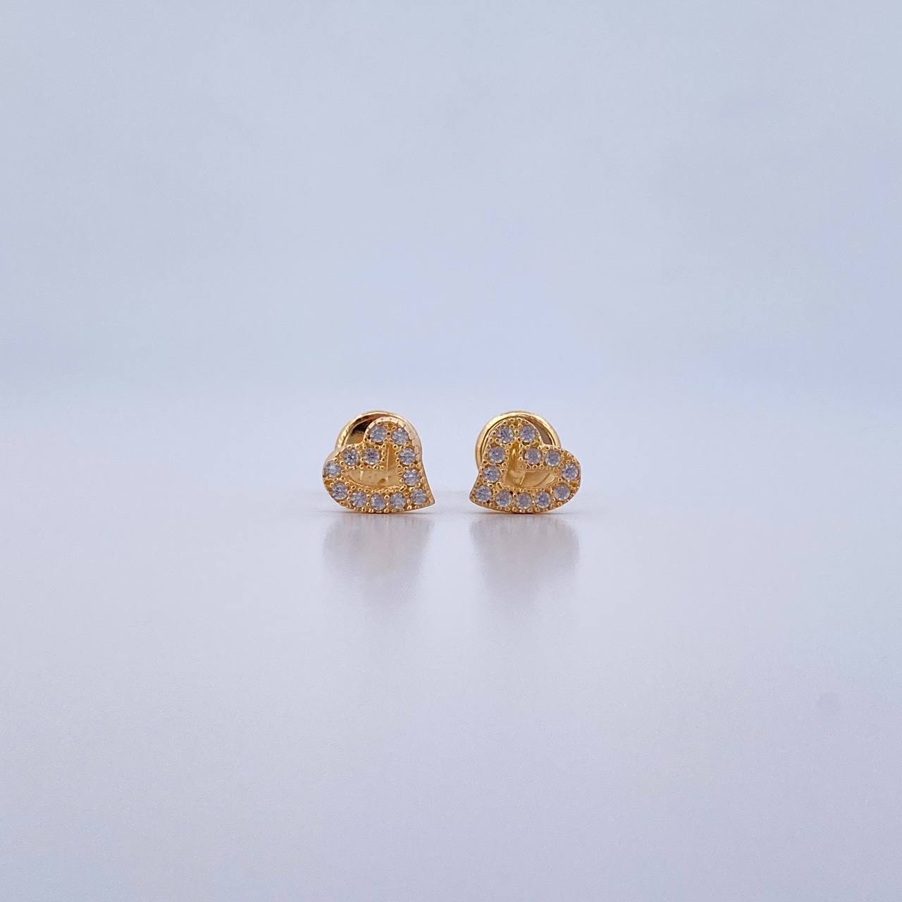 Topos Silueta Corazon 0.95gr / Circones Blancos Oro Amarillo 18K &