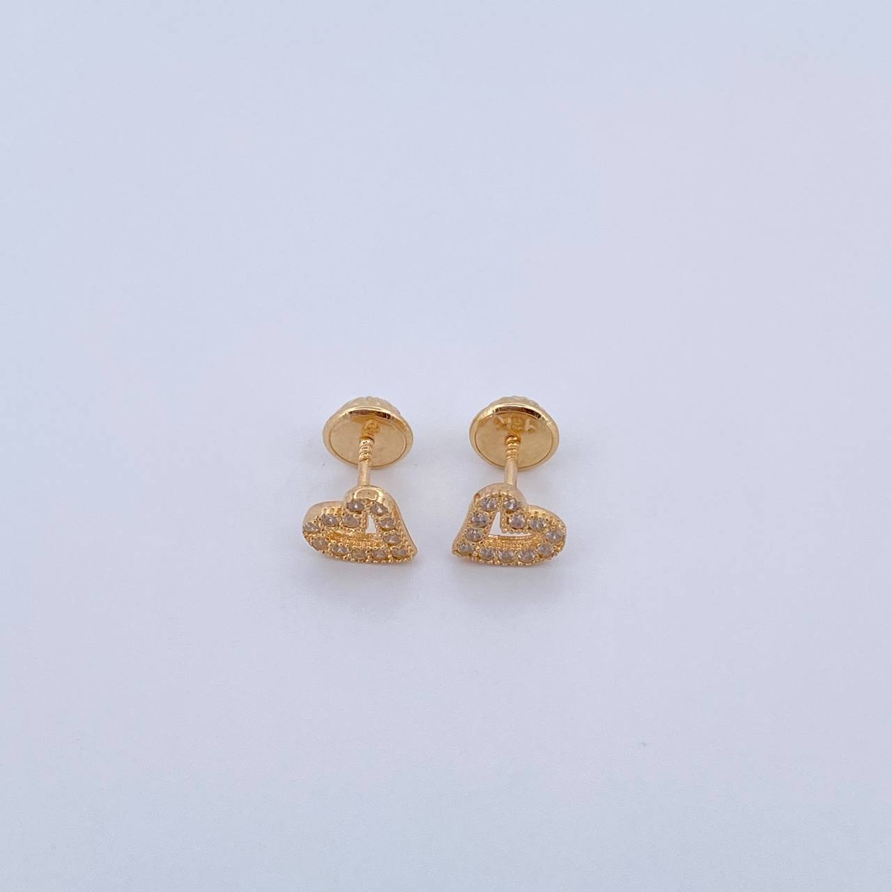 Topos Silueta Corazon 0.95gr / Circones Blancos Oro Amarillo 18K &