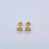 Topos Silueta Corazon 0.95gr / Circones Blancos Oro Amarillo 18K &