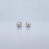 Stud Earrings Bead 0.75gr / 6mm Diamond Cut 18K White Gold &