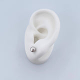 Stud Earrings Bead 0.75gr / 6mm Diamond Cut 18K White Gold &
