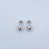 Stud Earrings Bead 0.75gr / 6mm Diamond Cut 18K White Gold &