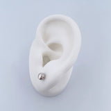 Stud Earrings Bead 0.7gr / 5mm Diamond Cut 18K White Gold &