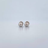 Stud Earrings Bead 0.7gr / 5mm Diamond Cut 18K White Gold &