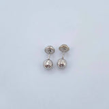 Stud Earrings Bead 0.7gr / 5mm Diamond Cut 18K White Gold &