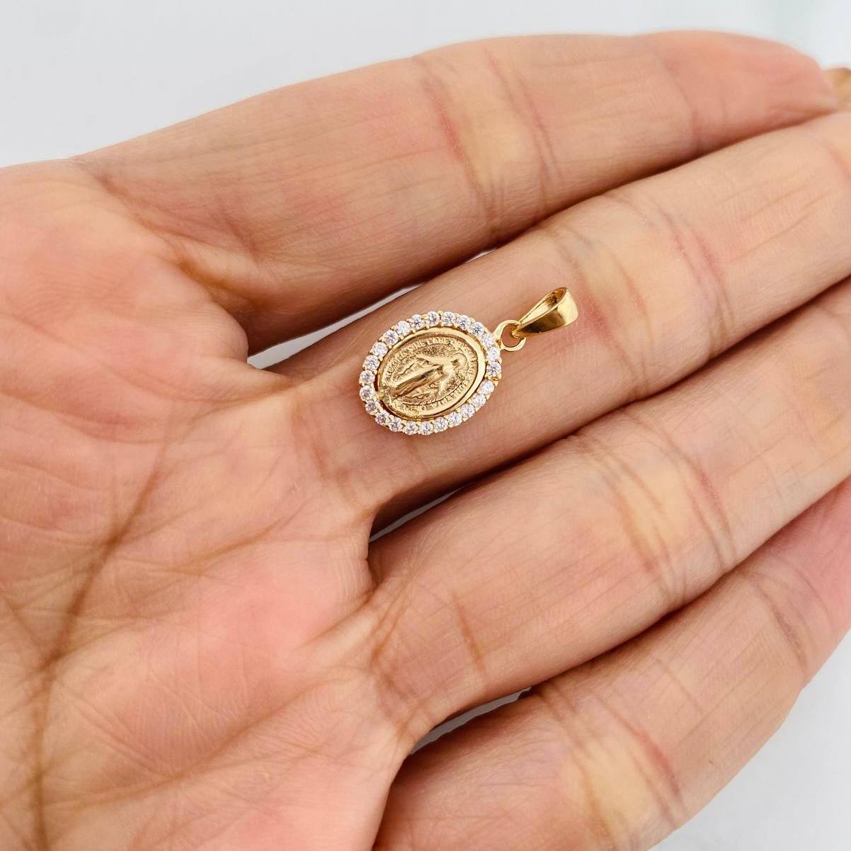 Dije Virgen Milagrosa 1.45g / 3/4 in Dos Oros Amarillo Blanco 18K