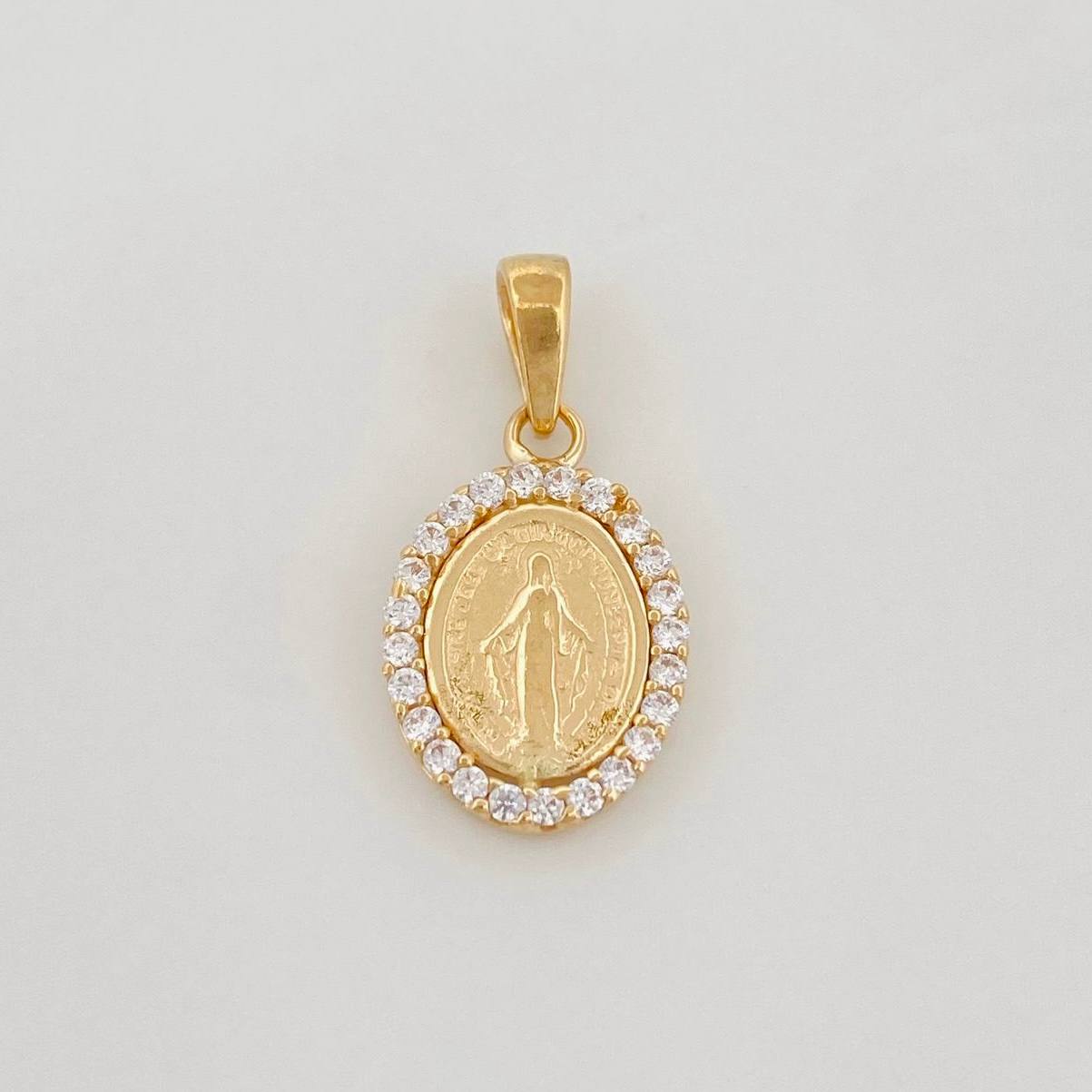 Dije Virgen Milagrosa 1.45g / 3/4 in Dos Oros Amarillo Blanco 18K