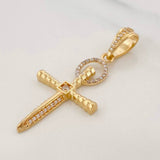 Dije Cruz Espada 3.8g / 1 1/4 in Dos Oros Amarillo Blanco 18K