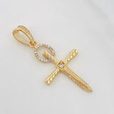 Dije Cruz Espada 3.8g / 1 1/4 in Dos Oros Amarillo Blanco 18K