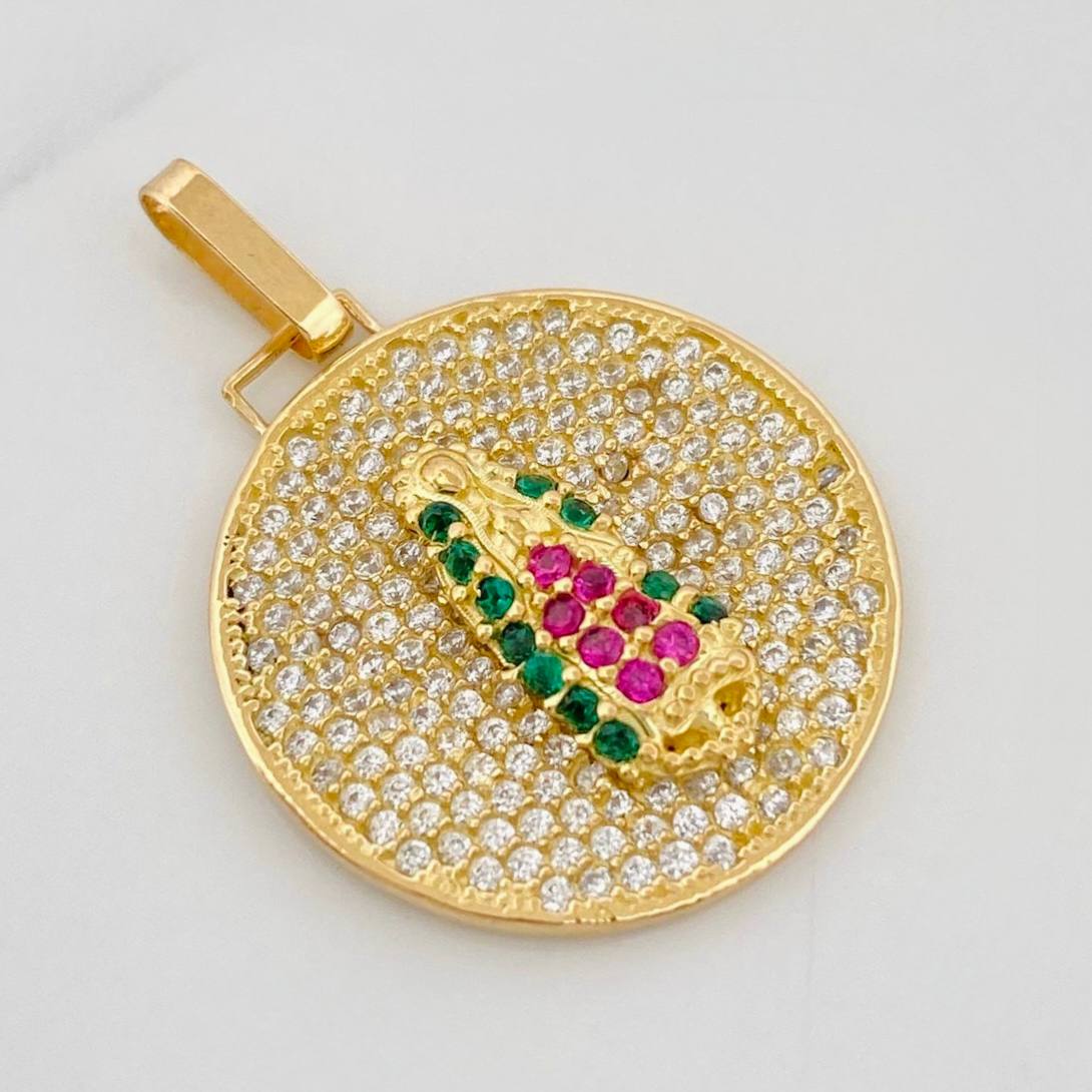 Dije Medalla Virgen Guadalupe 3.75g / 1 1/4 in Dos Oros Amarillo Blanco 18K