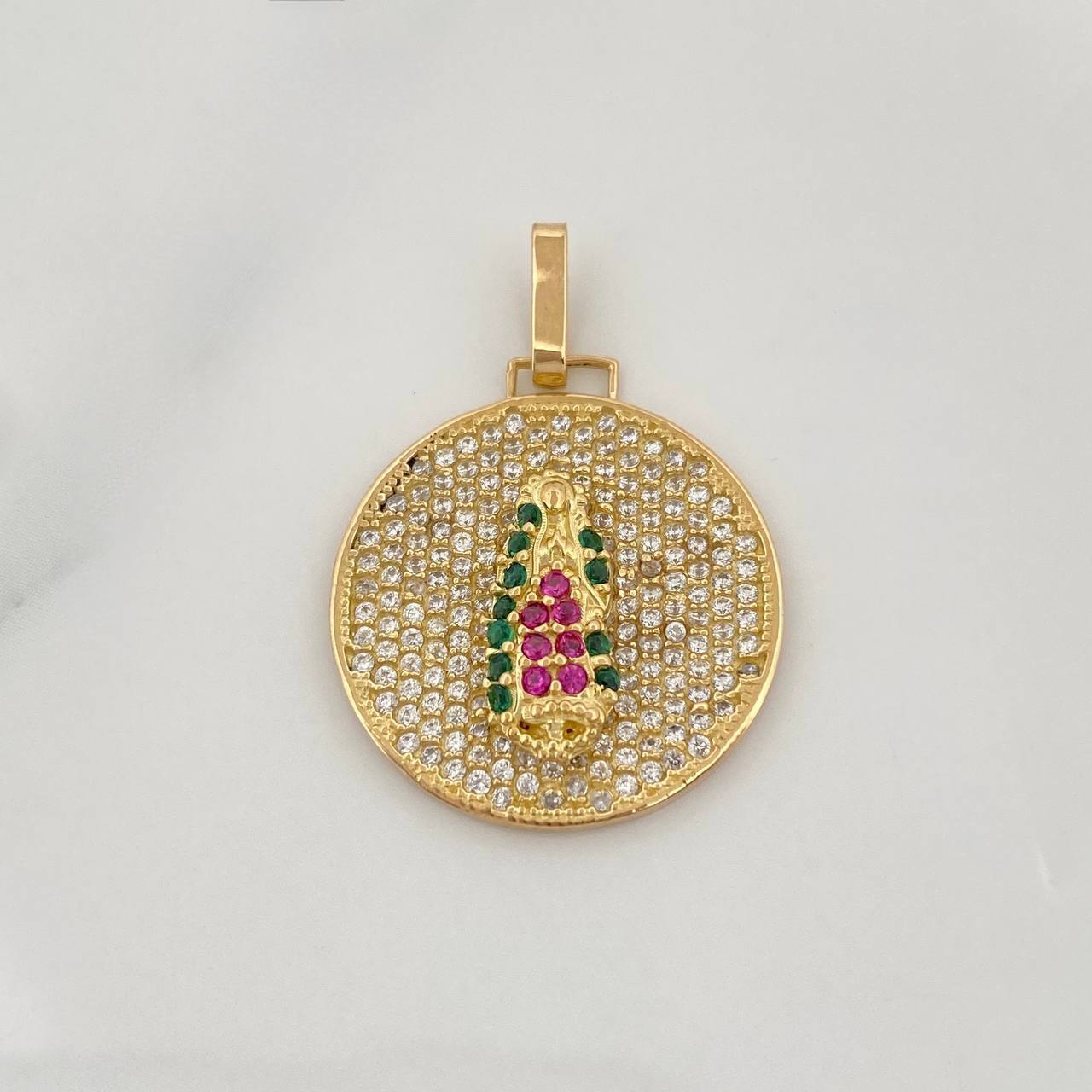 Dije Medalla Virgen Guadalupe 3.75g / 1 1/4 in Dos Oros Amarillo Blanco 18K