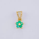 Pendant Flower 5 Petals Emeralds 0.15Pts 0.45 g / 1/2 in Yellow Gold 18K