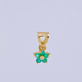 Pendant Flower 5 Petals Emeralds 0.15Pts 0.45 g / 1/2 in Yellow Gold 18K
