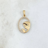 Dije Virgen Maria Circulo Floreado 1.25gr / 2.7cm / Circones Blancos Oro Amarillo 18K ©