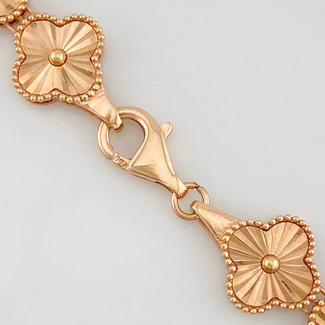 Pulso Trebol Diamantado 7.7g / 7 in / 8.74mm Oro Rosa 18K