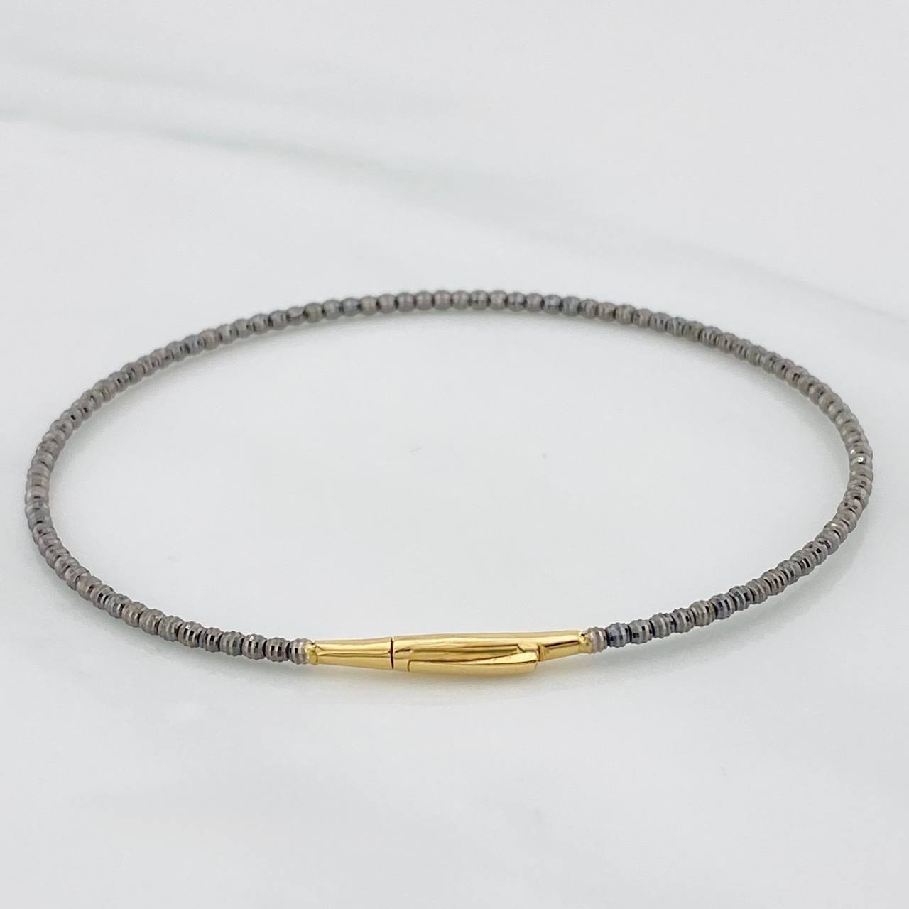 Pulso Aro Diamantado 2.65g / 6 3/4 in / 1.63mm Dos Oros Negro Amarillo 18K