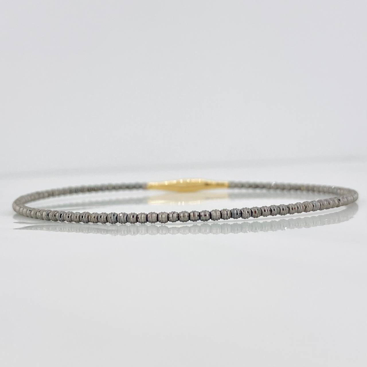 Pulso Aro Diamantado 2.65g / 6 3/4 in / 1.63mm Dos Oros Negro Amarillo 18K