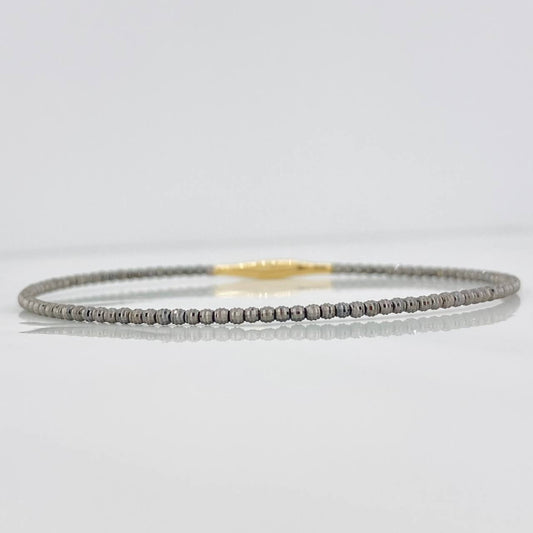 Pulso Aro Diamantado 2.75g / 6 3/4 in / 1.6mm Dos Oros Negro Amarillo 18K