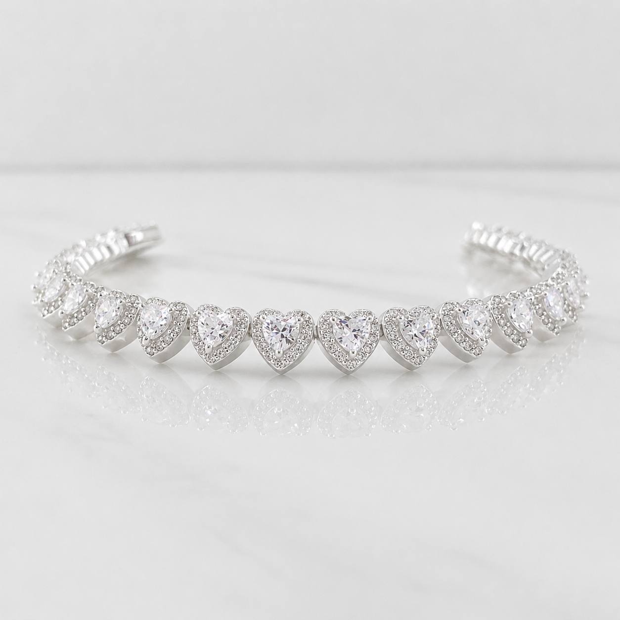 Pulso Tennis Corazon 15.95g / 6 1/2 in / 7mm Plata 925