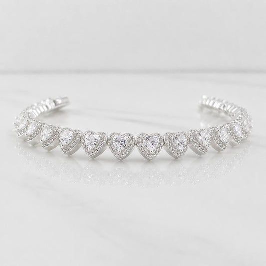 Pulso Tennis Corazon 15.95g / 6 1/2 in / 7mm Plata 925