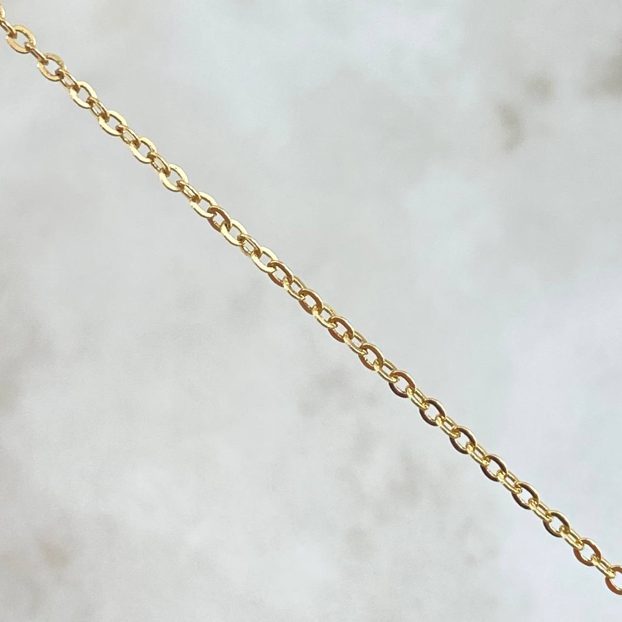 Cadena Aro Seguido Trebol VCyA 4.2gr / 50cm / 1.5mm Punteado Cuarzo Azul Celeste Mate Oro Amarillo  18K
