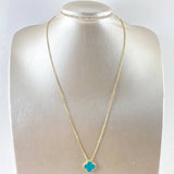 Cadena Aro Seguido Trebol VCyA 4.2gr / 50cm / 1.5mm Punteado Cuarzo Azul Celeste Mate Oro Amarillo  18K