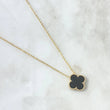 Classic Link Chain Clover VCyA 4.25gr / 50cm / 1.5mm Black Onyx Dotted 18K Yellow Gold