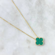 Cadena Aro Seguido Treból VCyA 3.85gr / 45cm / 1.5mm Malaquita Verde Punteado Oro Amarillo  18K ©