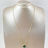 Cadena Aro Seguido Treból VCyA 4gr / 45cm / 1.5mm Malaquita Verde Punteado Oro Amarillo  18K ©