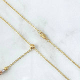 Rosario Movil Cruz Polished 3.45gr / 40cm / 3mm-4mm Beads Diamond Cut Tres Oros 18K