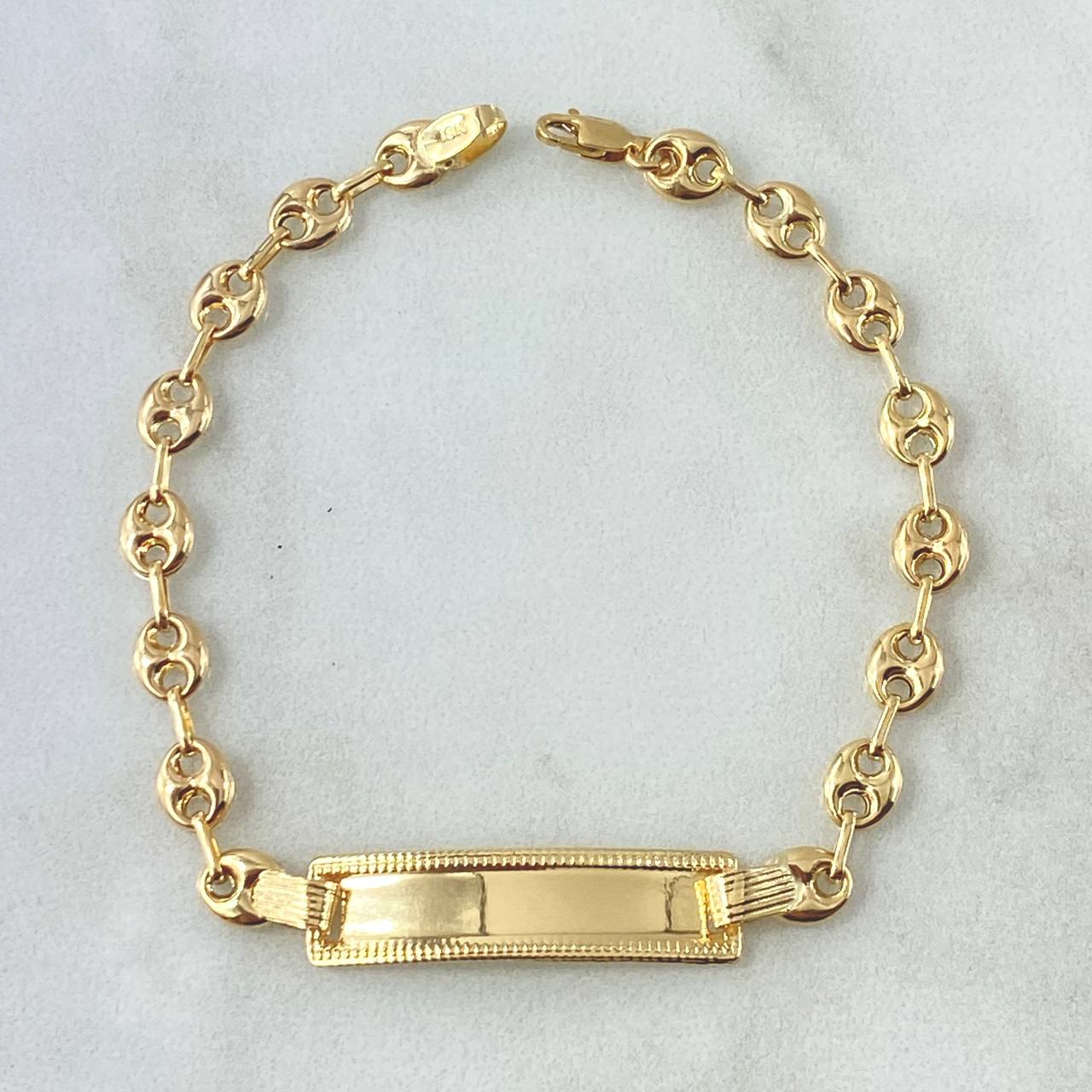 Bracelet Rectangular Plate 3.1gr / 18cm / 5mm Bordered Polished 18K Yellow Gold