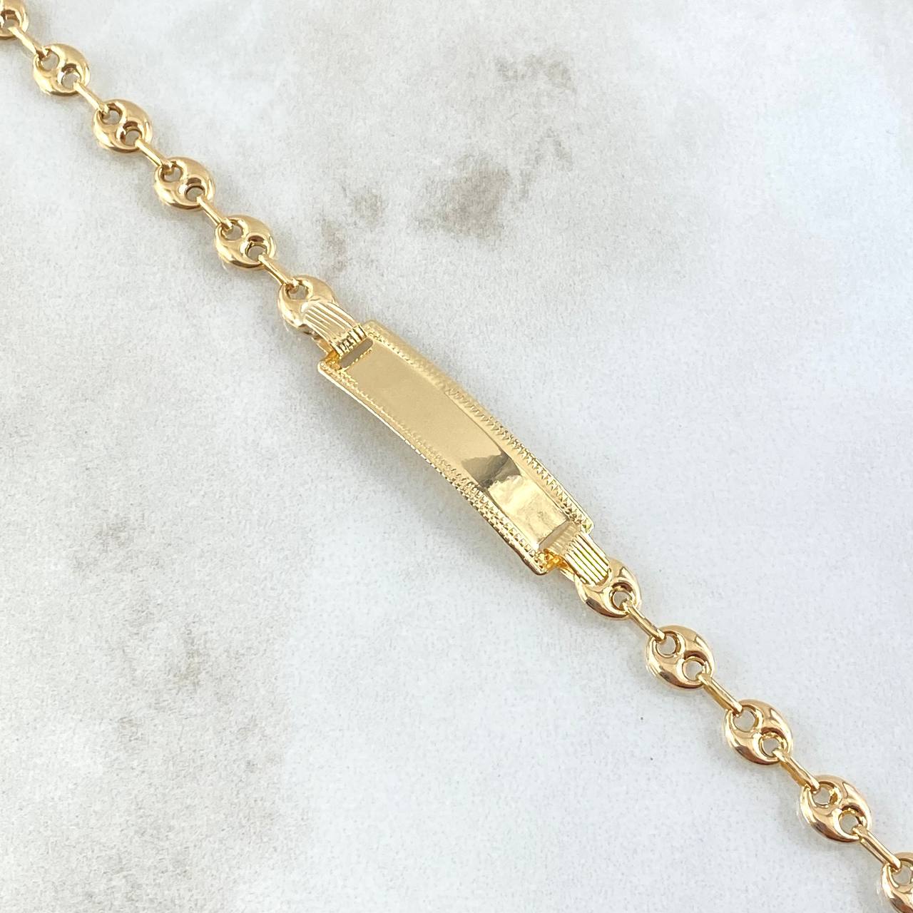 Bracelet Rectangular Plate 3.1gr / 18cm / 5mm Bordered Polished 18K Yellow Gold