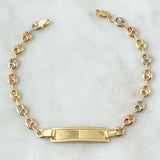 Bracelet Rectangular Plate 3.55gr / 18cm / 4.8mm Edged Polished Three 18K Golds