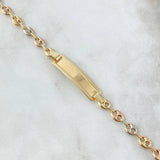 Bracelet Rectangular Plate 3.55gr / 18cm / 4.8mm Edged Polished Three 18K Golds