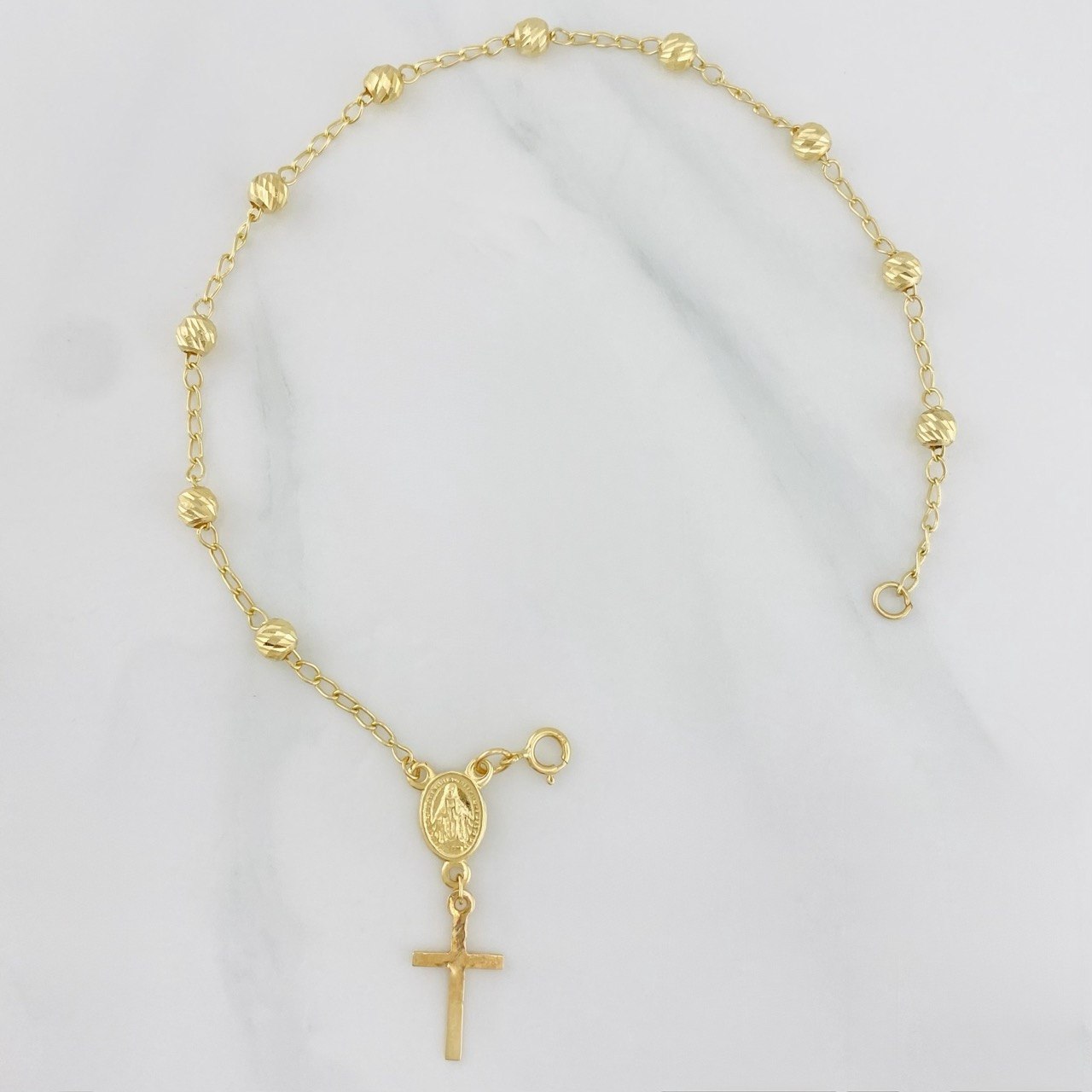 Bracelet Denario Miraculous Virgin 2.8g / 7 3/4 in / 4mm Yellow Gold 18K