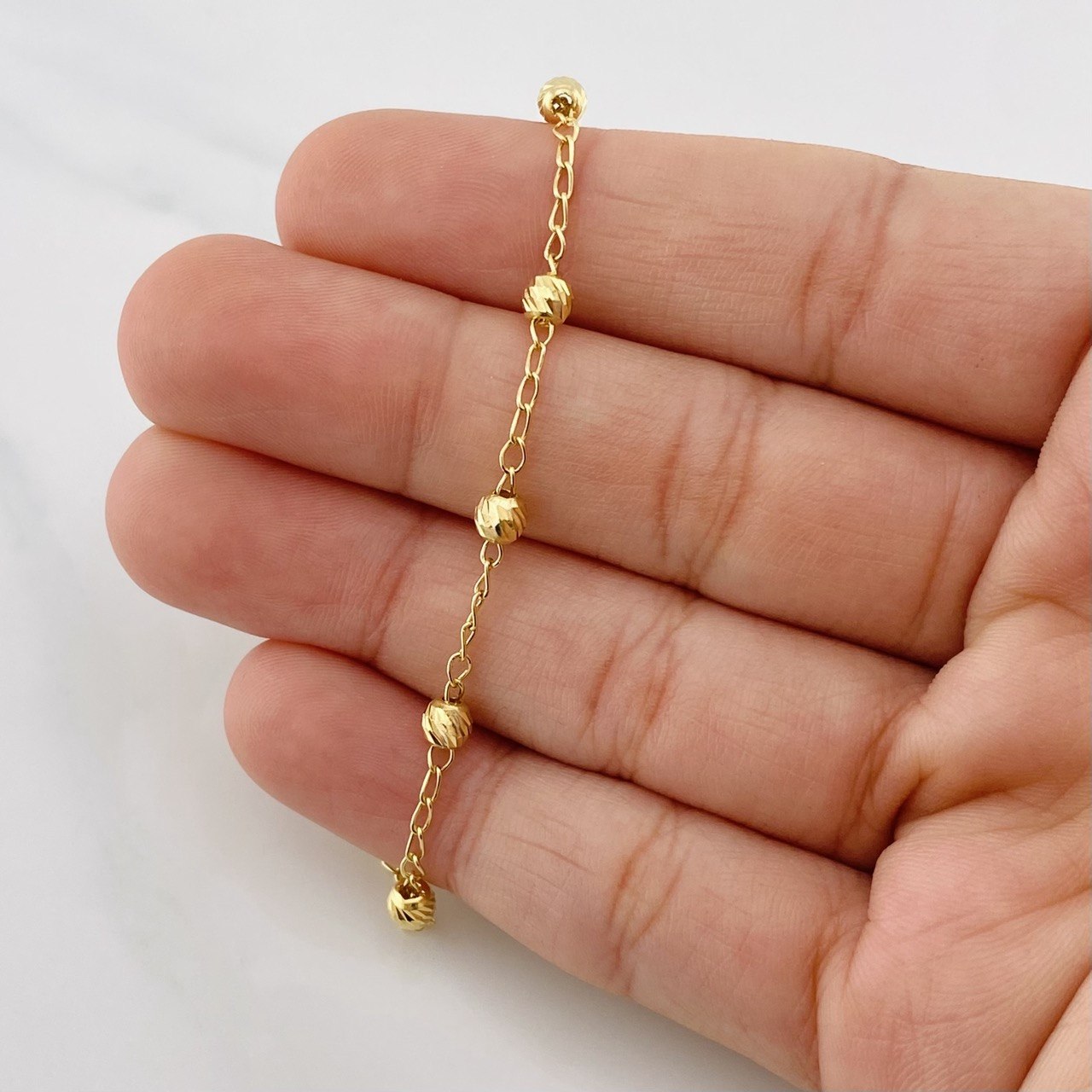 Bracelet Denario Miraculous Virgin 2.8g / 7 3/4 in / 4mm Yellow Gold 18K