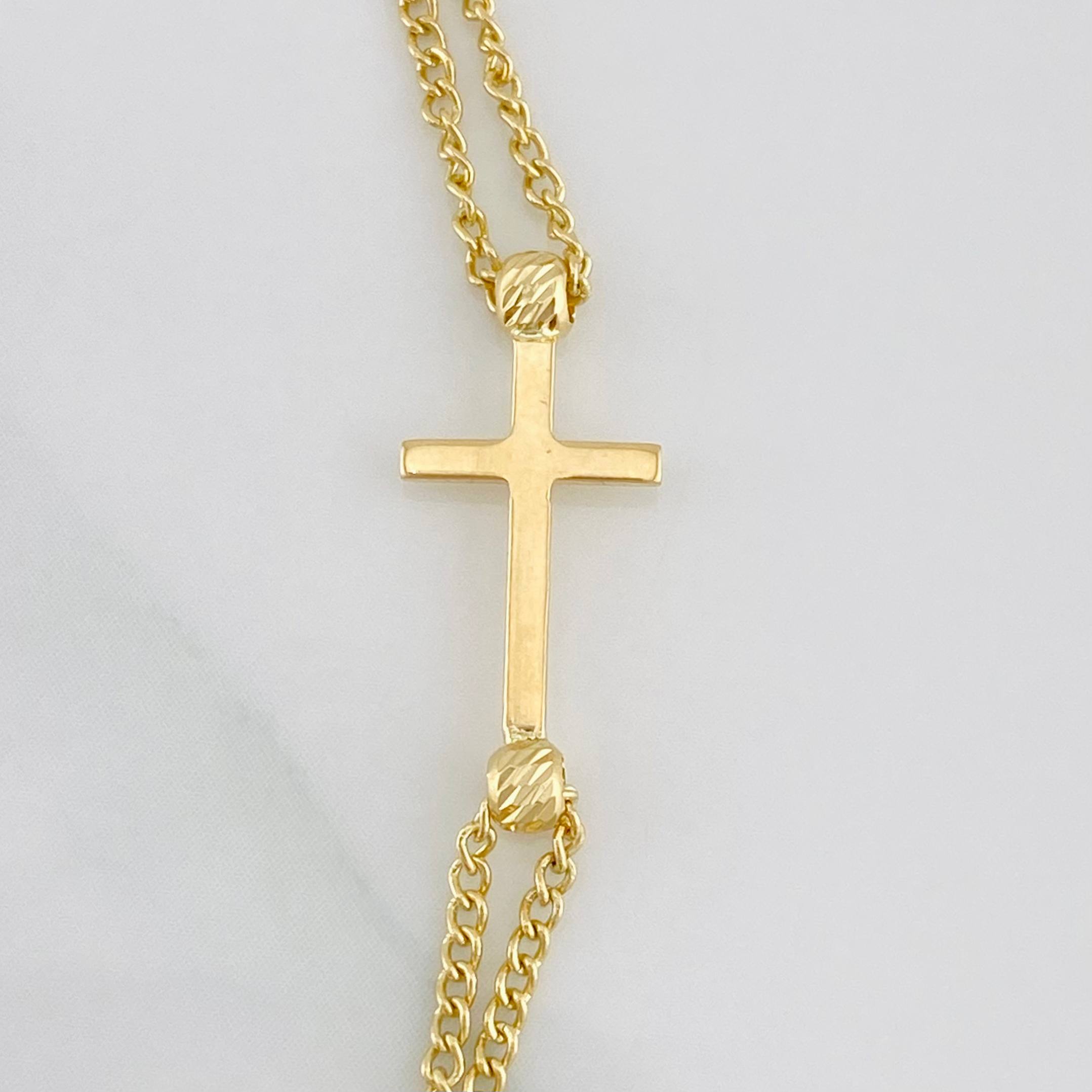 Cadena Cruz Virgen Milagrosa 3.8g / 17 3/4 in / 3mm Tres Oros 18K