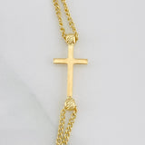 Cadena Cruz Virgen Milagrosa 3.8g / 17 3/4 in / 3mm Tres Oros 18K
