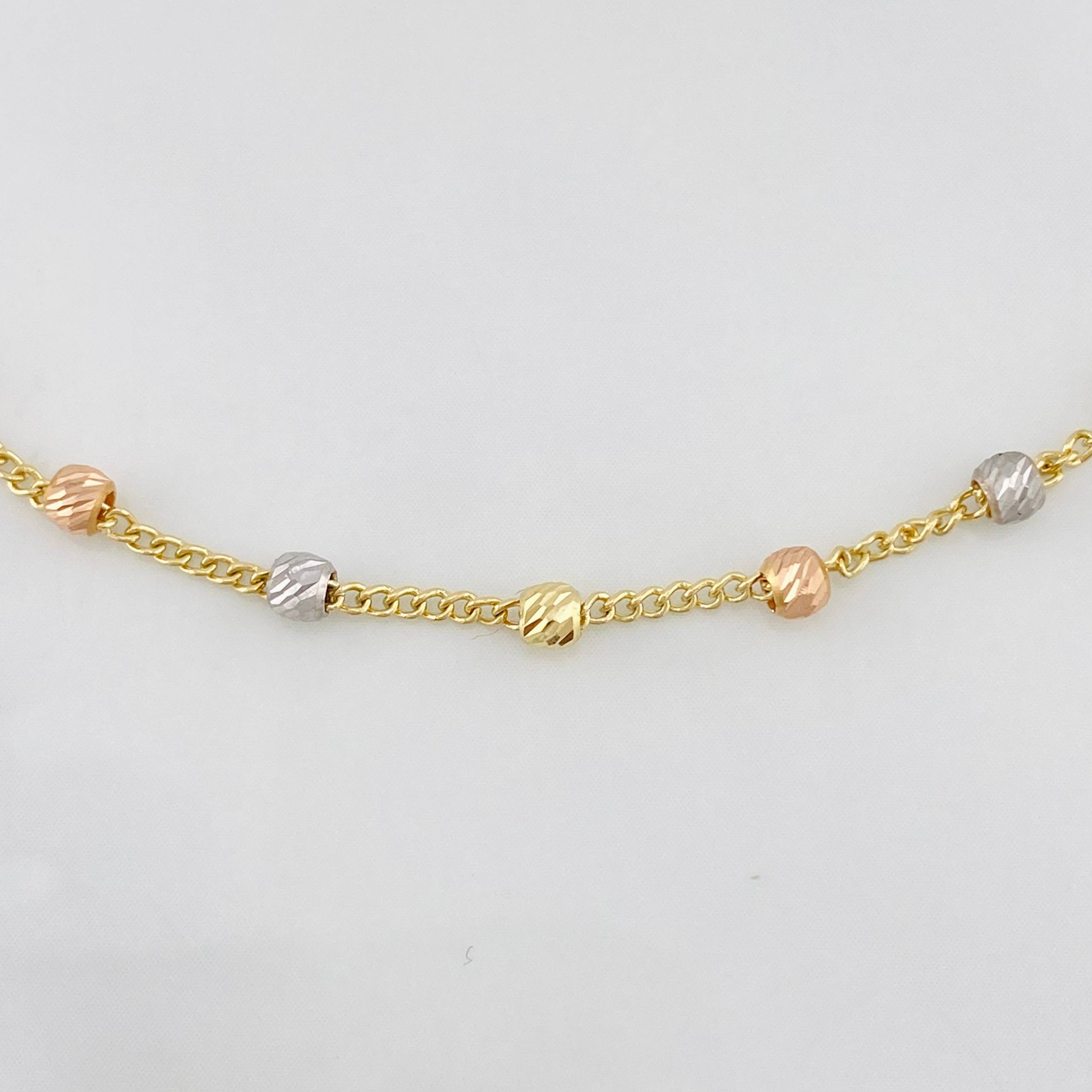 Cadena Cruz Virgen Milagrosa 3.8g / 17 3/4 in / 3mm Tres Oros 18K