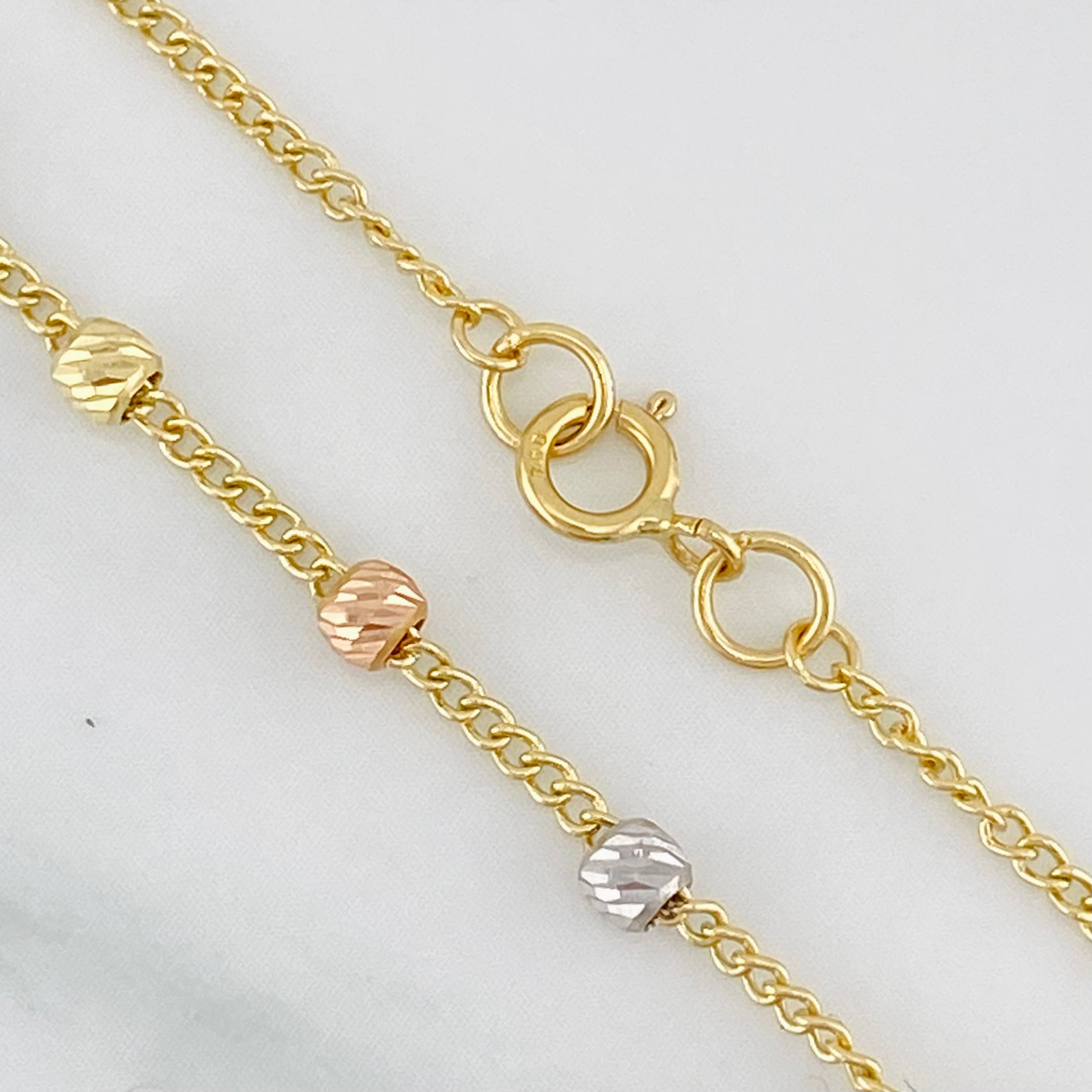 Cadena Cruz Virgen Milagrosa 3.85g / 17 3/4 in / 3mm Tres Oros 18K