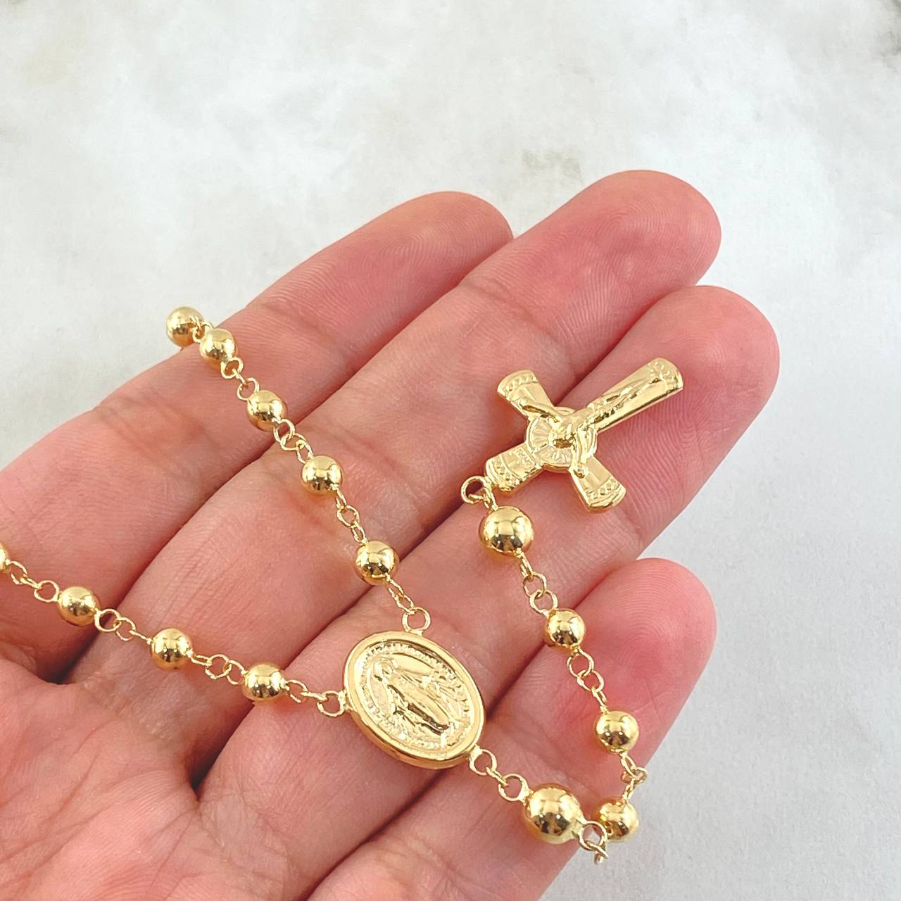 Rosario Virgen Milagrosa 8.95gr / 21 3/4 in / Oro Amarillo 18K
