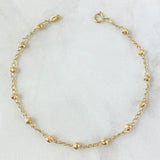 Pulso Espiga Militar 2.05gr / 18cm / 3mm Bolas Diamantadas Oro Amarillo 18K