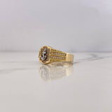 Anchor Ring 7.15gr / Size 9 / White Zircons Two-tone Yellow and White Gold 18K $
