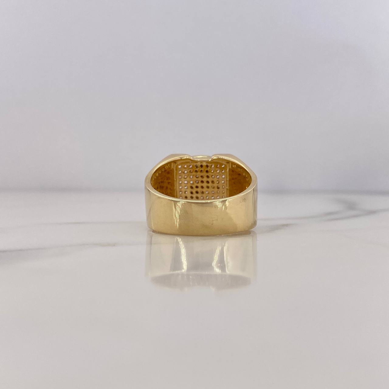 Octagonal Ring 8gr / T9 1/4 / White Zircons 18K Yellow Gold $
