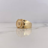 Octagonal Ring 8gr / T9 1/4 / White Zircons 18K Yellow Gold $