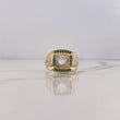 Signet Ring 6.3gr / T8 1/2 / Green Zircons White 18K Yellow Gold $