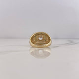 Signet Ring 6.3gr / T8 1/2 / Green Zircons White 18K Yellow Gold $