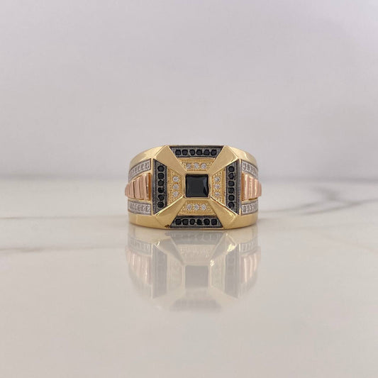 Propeller Ring 9.55gr / T11 / Black and White Zircons Three 18K Golds $